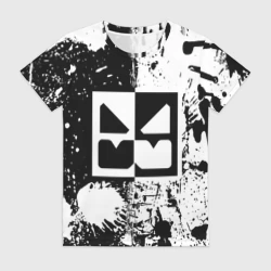 Женская футболка 3D Geometry Dash black & white smile