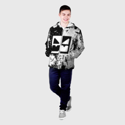 Мужская куртка 3D Geometry Dash black & white smile - фото 2