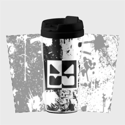 Термокружка-непроливайка Geometry Dash black & white smile - фото 2