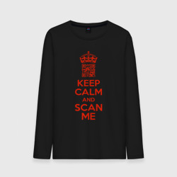 Мужской лонгслив хлопок Keep calm and scan me - fuck off