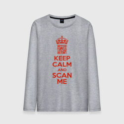 Мужской лонгслив хлопок Keep calm and scan me - fuck off