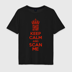 Мужская футболка хлопок Oversize Keep calm and scan me - fuck off