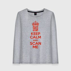 Женский лонгслив хлопок Keep calm and scan me - fuck off