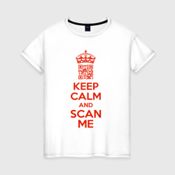 Женская футболка хлопок Keep calm and scan me - fuck off