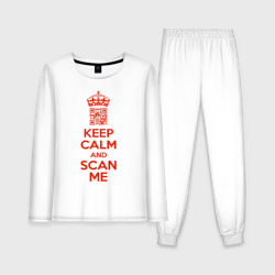 Женская пижама с лонгсливом хлопок Keep calm and scan me - fuck off