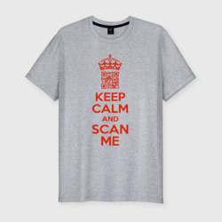 Мужская футболка хлопок Slim Keep calm and scan me - fuck off