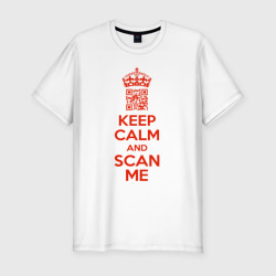 Мужская футболка хлопок Slim Keep calm and scan me - fuck off