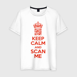 Мужская футболка хлопок Keep calm and scan me - fuck off