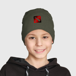 Детская шапка демисезонная Чёрно красное лого Дота 2 Dota logo - фото 2