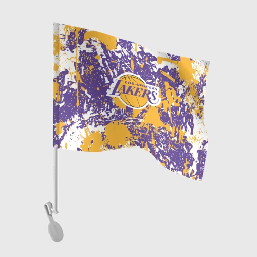 Флаг для автомобиля Lakers фирменные цвета брызги красок LA