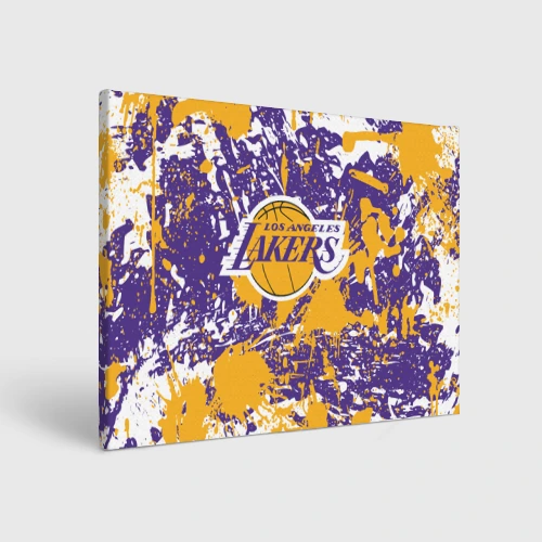 Холст прямоугольный Lakers фирменные цвета брызги красок LA