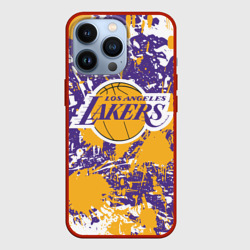 Чехол для iPhone 13 Pro Lakers фирменные цвета брызги красок LA