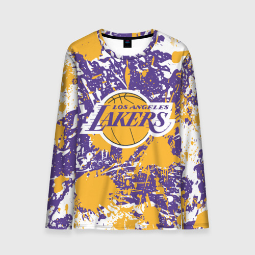 Мужской лонгслив 3D Lakers фирменные цвета брызги красок LA, цвет 3D печать