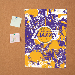 Постер Lakers фирменные цвета брызги красок LA - фото 2