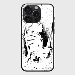 Чехол силиконовый для Apple iPhone 15 Pro матовый Ведьмак с мечом знаки на спине