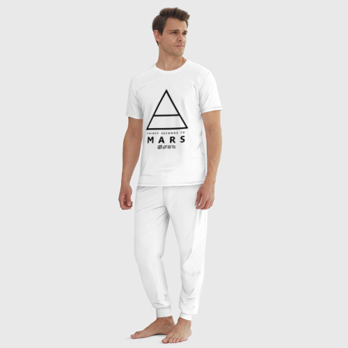 Мужская пижама хлопок 30 секунд до марса логотип, цвет белый - фото 5