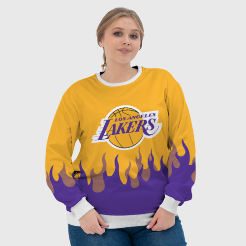 Женский свитшот 3D LA Lakers NBA fire Лейкерс огонь, цвет 3D печать - фото 6