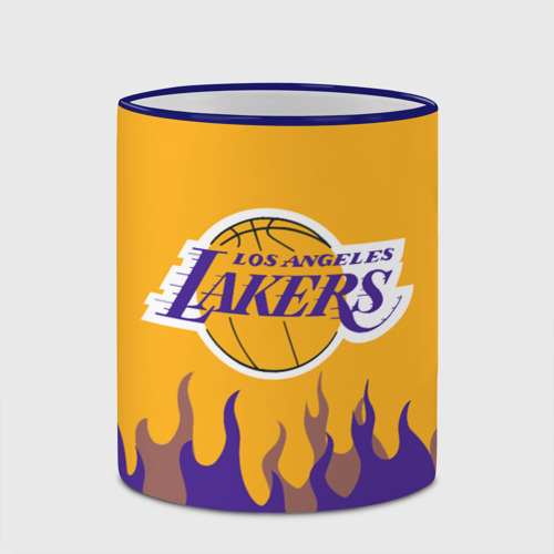 Кружка с полной запечаткой LA Lakers NBA fire Лейкерс огонь, цвет Кант синий - фото 4