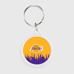 Брелок круглый LA Lakers NBA fire Лейкерс огонь