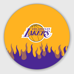 Круглый коврик для мышки LA Lakers NBA fire Лейкерс огонь