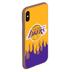 Чехол для iPhone XS Max матовый LA Lakers NBA fire Лейкерс огонь - фото 2