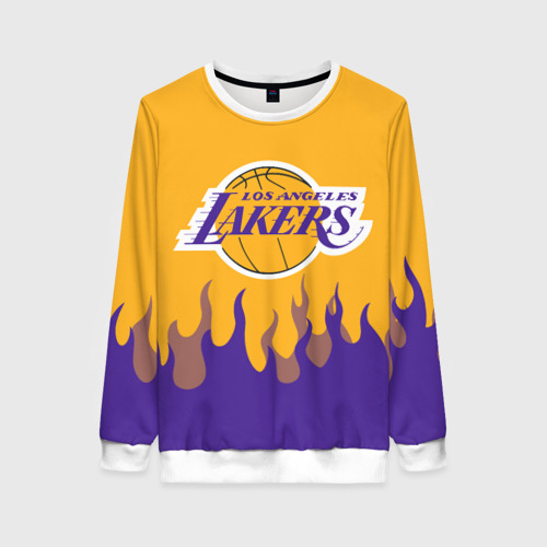 Женский свитшот 3D LA Lakers NBA fire Лейкерс огонь, цвет 3D печать