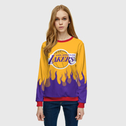 Женский свитшот 3D LA Lakers NBA fire Лейкерс огонь - фото 2