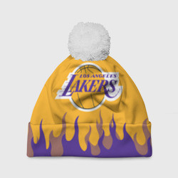 Шапка 3D c помпоном LA Lakers NBA fire Лейкерс огонь