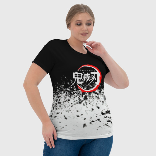 Женская футболка 3D с принтом Клинок, рассекающий демонов Логотип, фото #4