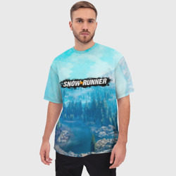 Мужская футболка oversize 3D Snowrunner СноуРаннер логотип - фото 2