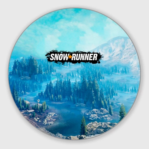 Круглый коврик для мышки Snowrunner СноуРаннер логотип