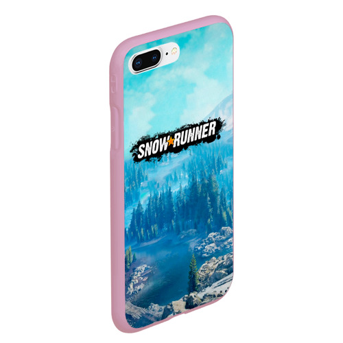 Чехол для iPhone 7Plus/8 Plus матовый Snowrunner СноуРаннер логотип, цвет розовый - фото 3