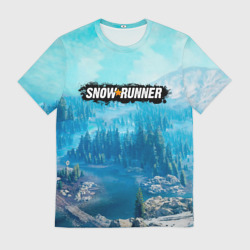 Мужская футболка 3D Snowrunner СноуРаннер логотип