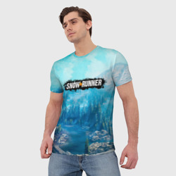 Мужская футболка 3D Snowrunner СноуРаннер логотип - фото 2
