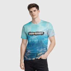 Мужская футболка 3D Snowrunner СноуРаннер логотип - фото 2