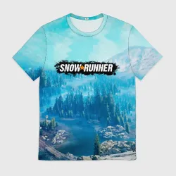 Мужская футболка 3D Snowrunner СноуРаннер логотип