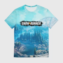 Мужская футболка 3D Snowrunner СноуРаннер логотип
