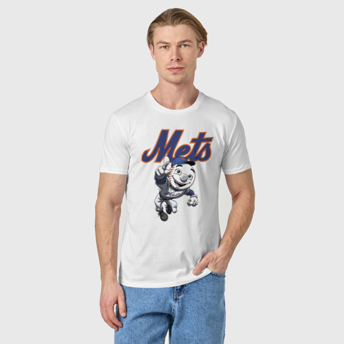 Мужская футболка хлопок New York Mets, цвет белый - фото 3