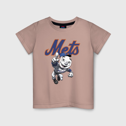 Детская футболка хлопок New York Mets, цвет пыльно-розовый