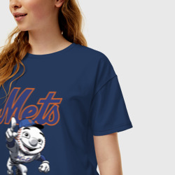 Женская футболка хлопок Oversize New York Mets - фото 2