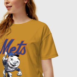 Женская футболка хлопок Oversize New York Mets - фото 2