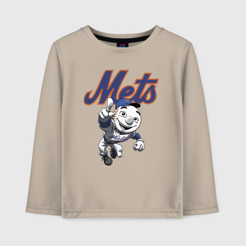 Детский лонгслив хлопок New York Mets, цвет миндальный