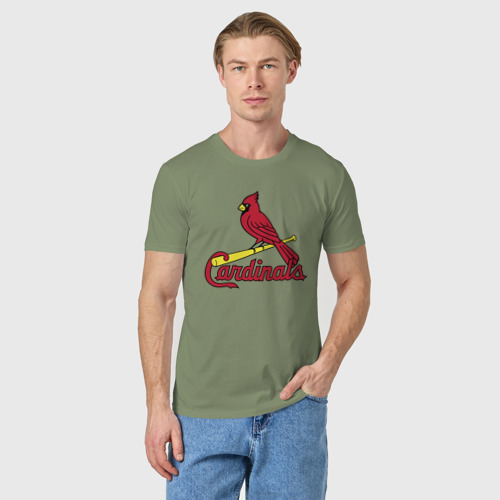 Мужская футболка хлопок с принтом St Louis Cardinals - baseball team, фото на моделе #1