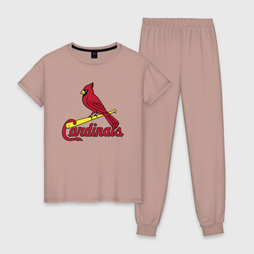Женская пижама хлопок St Louis Cardinals - baseball team, цвет пыльно-розовый