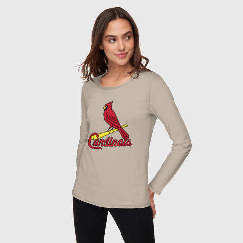 Женский лонгслив хлопок St Louis Cardinals - baseball team, цвет миндальный - фото 3