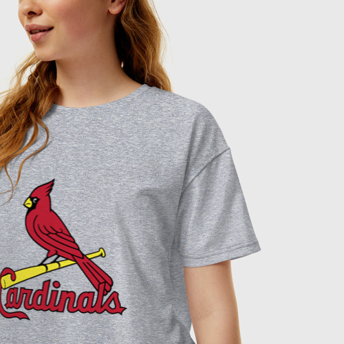 Женская футболка хлопок Oversize St Louis Cardinals - baseball team, цвет меланж - фото 3