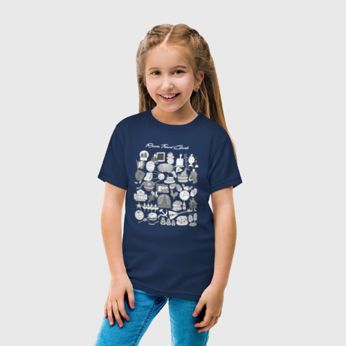 Детская футболка хлопок Русская культура иконки, цвет темно-синий - фото 5