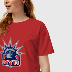 Женская футболка хлопок Oversize Нью Йорк Рейнджерс New York Rangers - фото 2