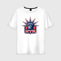 Женская футболка хлопок Oversize Нью Йорк Рейнджерс New York Rangers