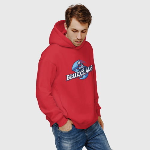 Мужское худи Oversize хлопок Jersey shore Blue claws - baseball team, цвет красный - фото 7